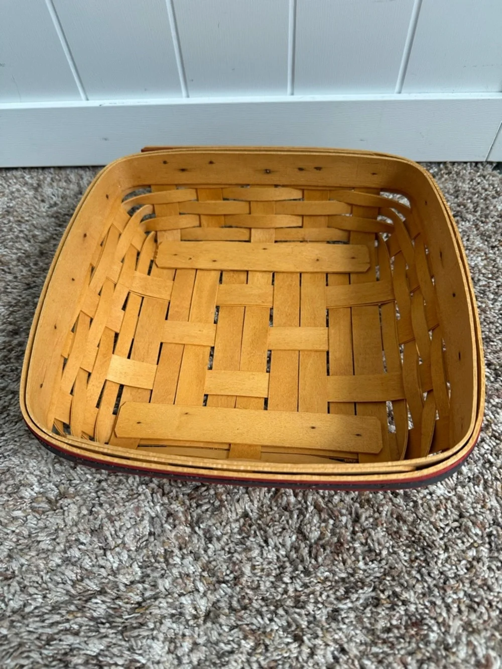 Longaberger 1998 Picnic Pal Basket with 3 Way Protector Red Navy Trim